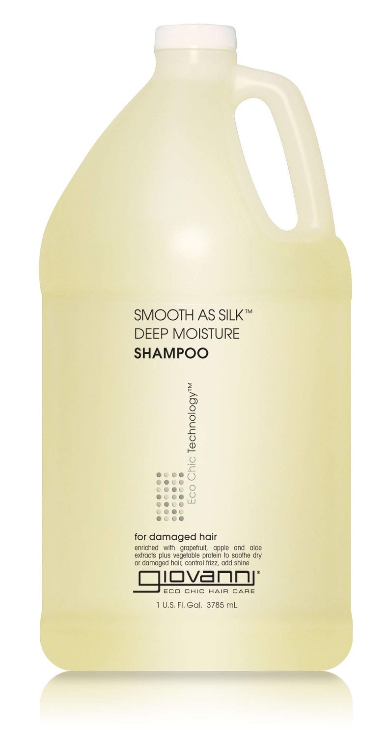 GIOVANNI Eco Chic Smooth as Silk Deep Moisture Shampoo - Apple Aloe Extracts, Calms Frizz, Detangles, Wash Go, Lauryl Laureth Sulfate Free, Paraben Free, Color Safe - 128 oz