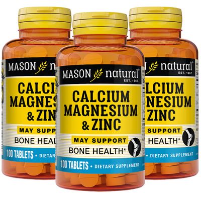 Mason Natural Calcium Magnesium Zinc, 300-Day Supply, Supports Normal Bone Health Immune System Booster, 3 Pack