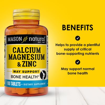 Mason Natural Calcium Magnesium Zinc, 300-Day Supply, Supports Normal Bone Health Immune System Booster, 3 Pack
