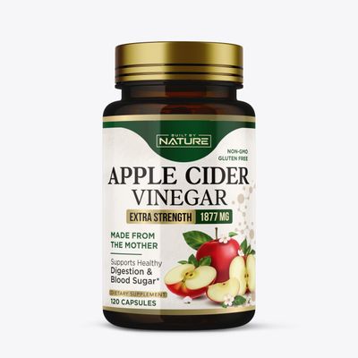 Built by Nature Apple Cider Vinegar Capsules 1877mg with Vitamin D and Zinc - Immune Digestion Support - Acetic Acid ACV Supplement for Men and Women - 120 Pills