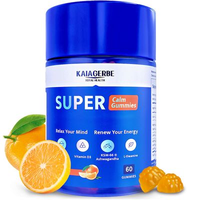KAIAGERBE TOTAL HEALTH Magnesium Glycinate Gummies for Adults, Sleep Magnesium Chewable Supplement with L Theanine, Ashwagandha Vitamin D, Supports Relax Stress, 60 SuperCalming Gummies