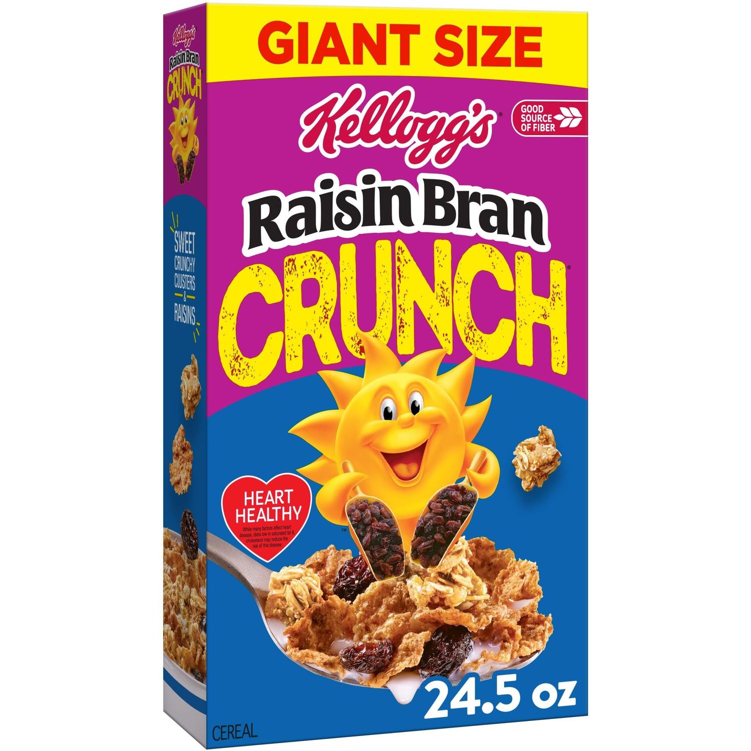 Kellogg&#39;s Raisin Bran Crunch Breakfast Cereal, Fiber Cereal, Family Breakfast, Giant Size, 24.5oz Box (1 Box)