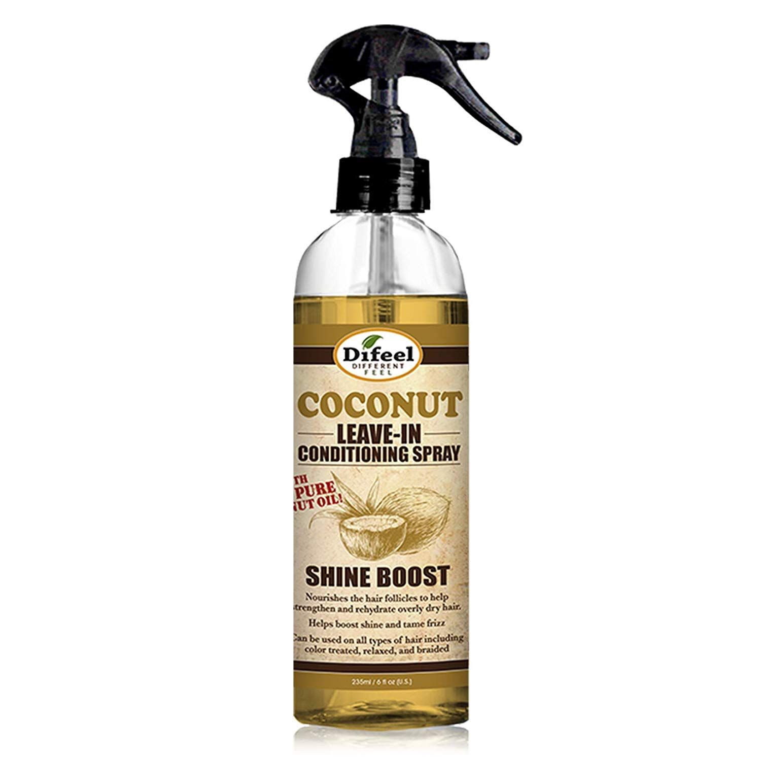 Difeel Shine Boost Leave in Conditioning Spray with 100 Pure Coconut Oil 6 ounce