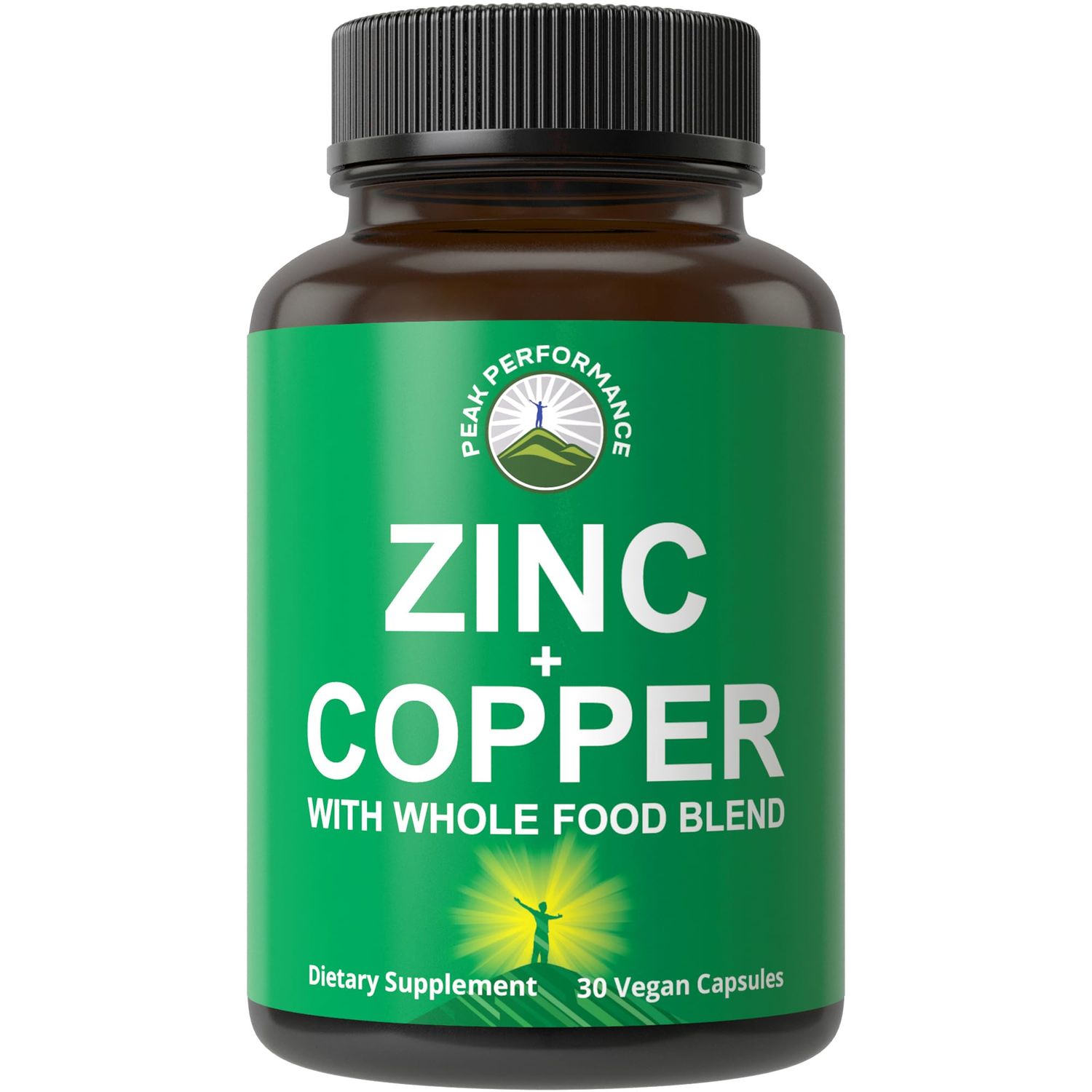 Zinc with Copper Whole Food Blend of 25 Vegetables and Fruits for Max Absorption. Immune Support Supplement Capsules. Two Essential Minerals for Immunity. Zinc Vitamin Pills for Men and Women.