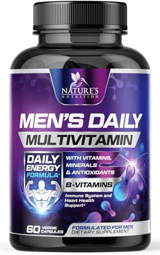 Multivitamin for Men - Mens Multivitamins for Daily Nutritional Support, Men&#39;s Multivitamin with Vitamin A, C, D, E, B12, Zinc More, Immune Health Energy Support Vitamins Supplement - 60 Capsules