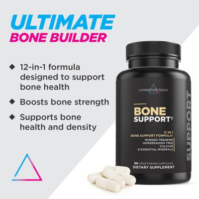 Livingood Daily Calcium Supplement for Women Men, Bone Support (60 Vegetarian Capsules) - Bone Health Supplements Support Bone Density, Strength Growth - Magnesium, Zinc, Vitamin D3 K2 - Non-GMO