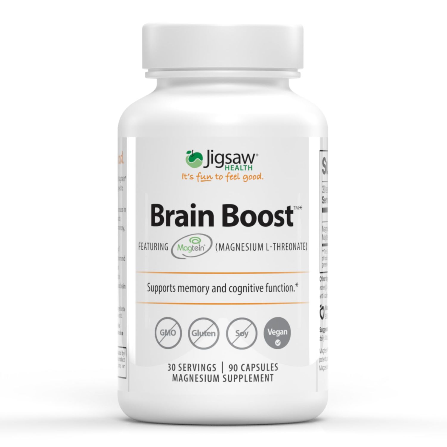 Jigsaw Health Brain Boost Supports Memory and Cognitive Function Magnesium L-Threonate 90 Capsules 30 Servings