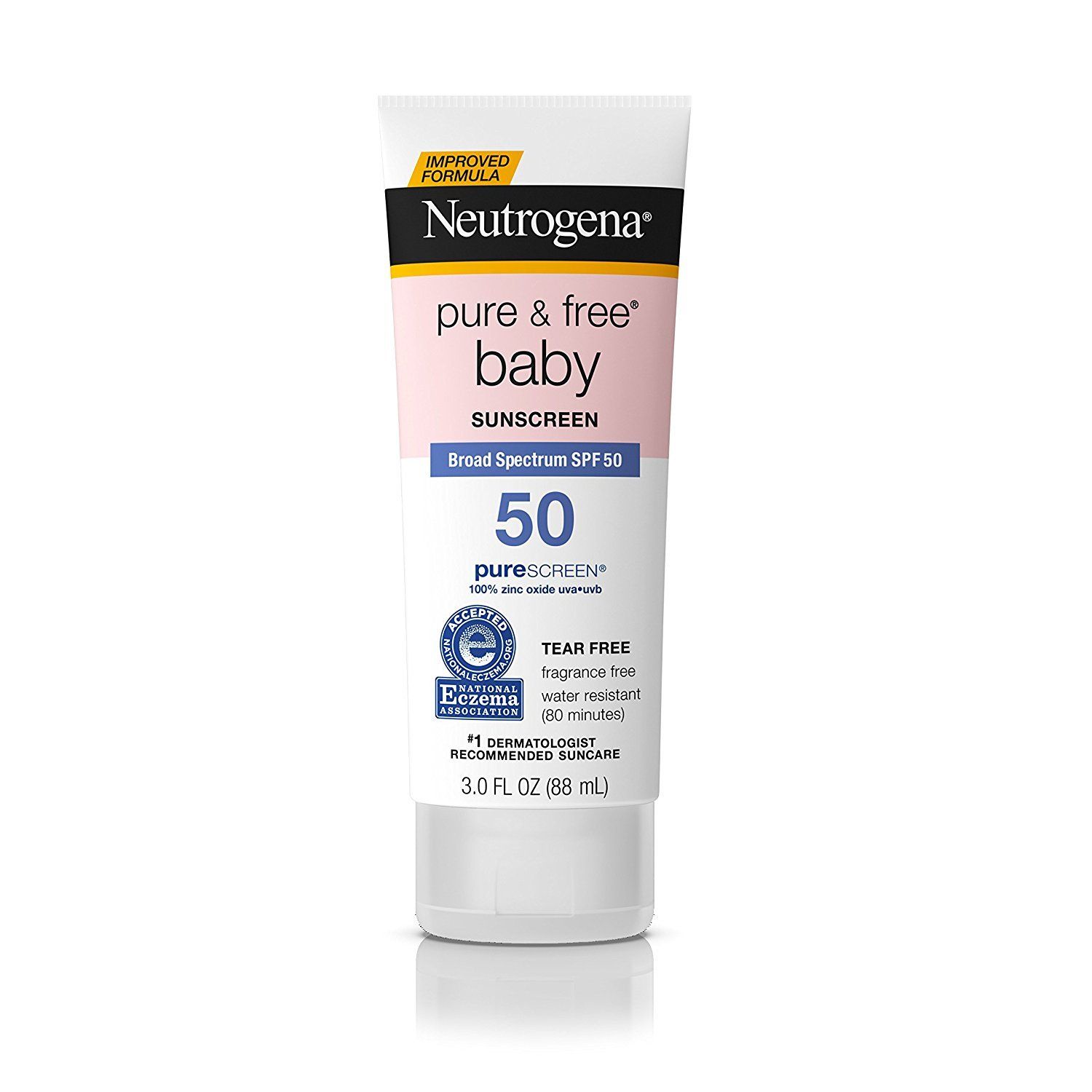 Neutrogena Pure Free Baby Mineral Sunscreen Lotion with Broad Spectrum SPF 50 Zinc Oxide, Water-Resistant, Hypoallergenic Tear-Free Baby Sunscreen, 3 fl. oz, 3 pk
