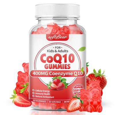 softbear CoQ10 Gummies 400mg Coenzyme Q10 Supplement for Adults, High Absorption coq10 Plus Omega-3, Magnesium, Vitamin B3 Zinc for Cellular Energy Antioxidant, Strawberry Flavor 60 Count