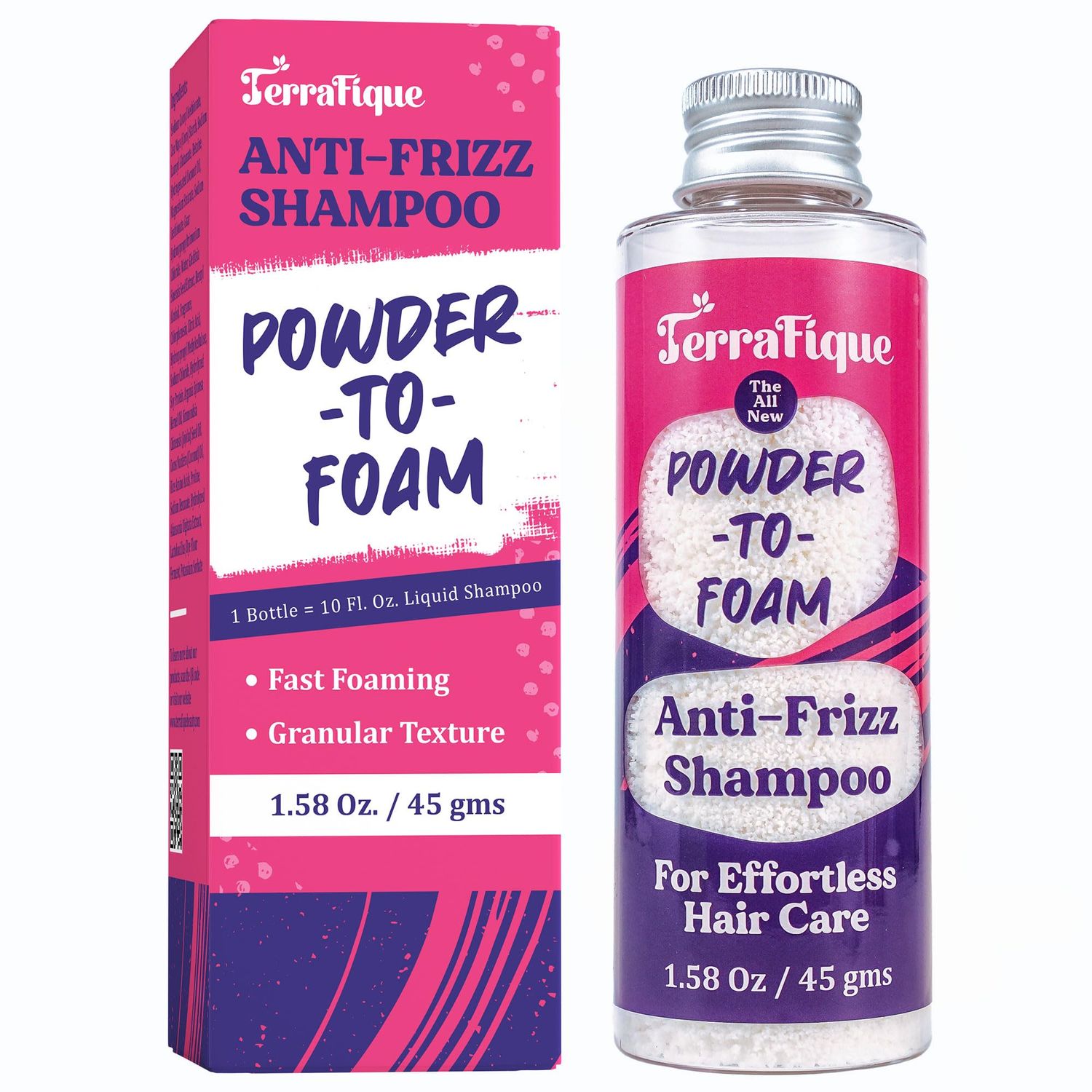 TERRAFIQUE Powder Shampoo for Women, Dry Shampoo, Portable, Anti-Frizz, Versatile Hair Care for Curly and Fine Hair, Coconut Scent, 45 Grams