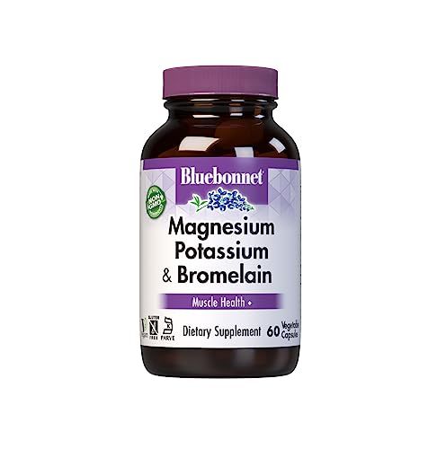 BlueBonnet Magnesium Potassium Plus Bromelain Vegetarian Capsules, 60 Count