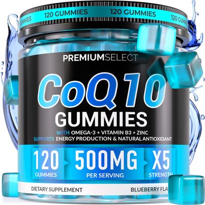 CoQ10 500mg Gummies - High-Absorption Vegan Supplement with Omega-3, Magnesium, Vitamin B3, and Zinc - Supports Heart Health, Cellular Energy, and Antioxidant Protection - Non-GMO, 120 Count