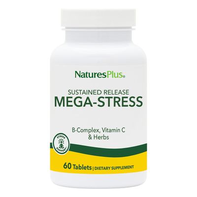 Natures Plus Mega-Complex, Sustained Release - 60 Vegetarian Tablets - B Complex, Vitamin C Supplement, Chamomile Herbs for Natural - Gluten-Free - 60 Servings