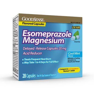 GoodSense Esomeprazole Magnesium Delayed-Release Capsules 20 mg, Acid Reducer, Cool Mint, 28 Count