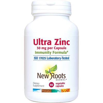 New Roots Herbal Ultra Zinc Immunity Formula 30 mg (90 Vegetable Capsules)