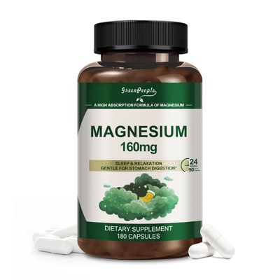 GREENPEOPLE Magnesium Glycinate 800mg Chelated Supplement,160mg Magnesium Per Serving - 99 High Absorption - Supports for Muscle, Joint Health, Heart Sleep - 180 Veggie Capsules