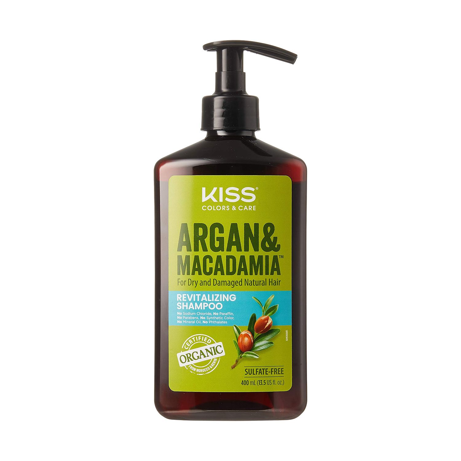 KISS Color Care Argan Macadamia For Dry and Damaged Natural Hair Shampoo (13.5 fl. oz 400 mL)