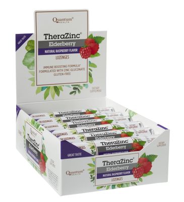 Quantum Health TheraZinc Zinc LozengesElderberry RaspberryImmune Support Formulated with Zinc GluconateFast ReliefNo Aftertaste14 Count