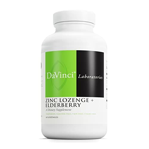 DAVINCI Labs Zinc Lozenge Elderberry - Supplement to Support Immune System, Healthy Lungs Throat Tissues - with Vitamin D3, Zinc, Elderberry More - Lemon Flavor - 60 Lozenges
