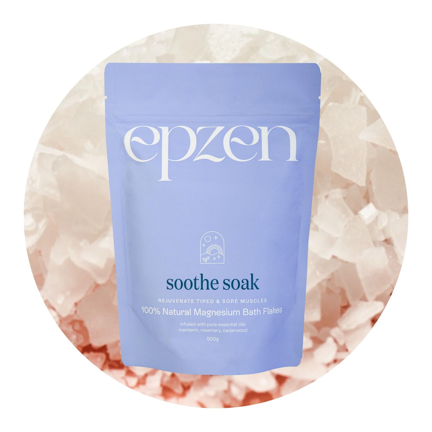 epzen Natural Magnesium Bath Flakes, Essential Oils, Rosemary, Magnesium Chloride, Paraben Sulfate Free, Cruelty Free, 17.6oz