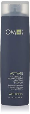 Organic Male OM4 Activate: Black Spruce Siberian Ginseng Hair Densifying Shampoo, Stimulating and Nourishing haircare