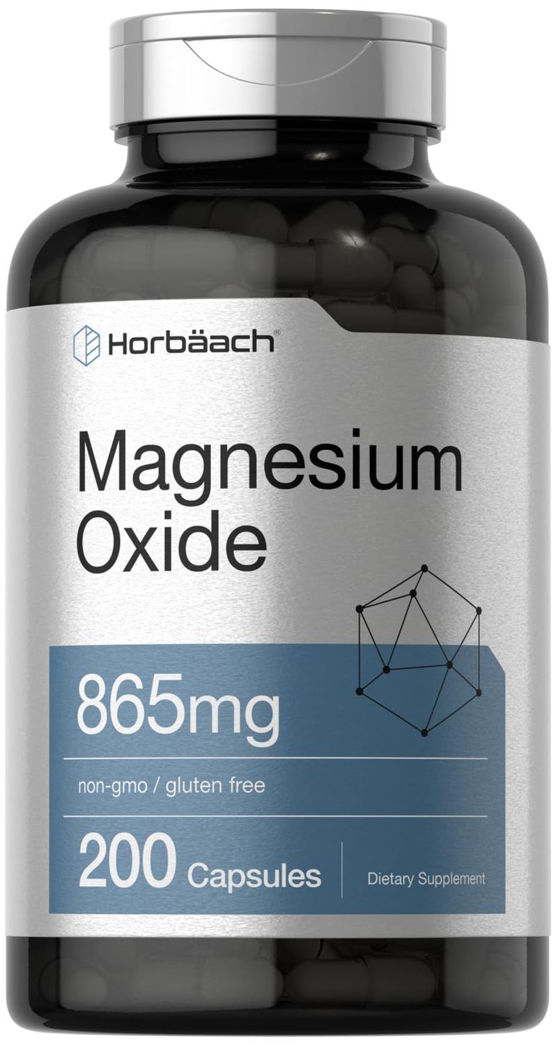 Horb ach Magnesium Oxide 865 mg 200 Capsules Non-GMO and Gluten Free Supplement