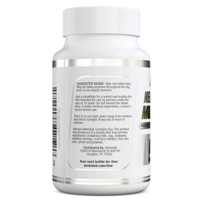 herbolab Multivitamin Once Daily, Max Strength Vitamins A, C, D, E, K, B1, B2, B6, B12, Niacin, Calcium, Magnesium, Zinc, Selenium, Copper, Manganese, Chromium with Lycopene, 60 Count 2 Mo Supply