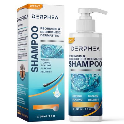 DERPHEA Psoriasis Shampoo: Seborrheic Dermatitis Shampoo, Folliculitis - for Eczema Dandruff Itchy Dry Scalp - Safe Ingredients for All Skin Types - 8 Fl Oz