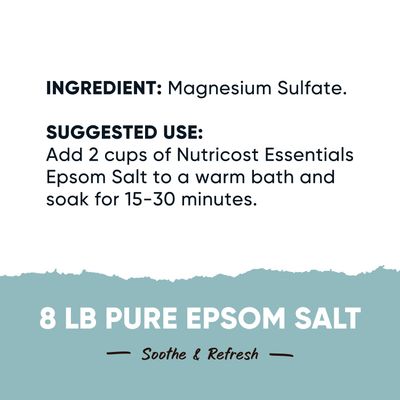 Nutricost Essentials Pure Epsom Salt 8 LBS (100 Pure Magnesium Sulfate) - Relaxing Soaking Solution