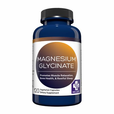 Md.Life Magnesium Glycinate Supplement - Easy to Swallow - 120 Count - Gluten Free Magnesium Glycinate Capsules for Sleep, Heart, and Muscle Health - Gentle on The Stomach Highly Absorbable
