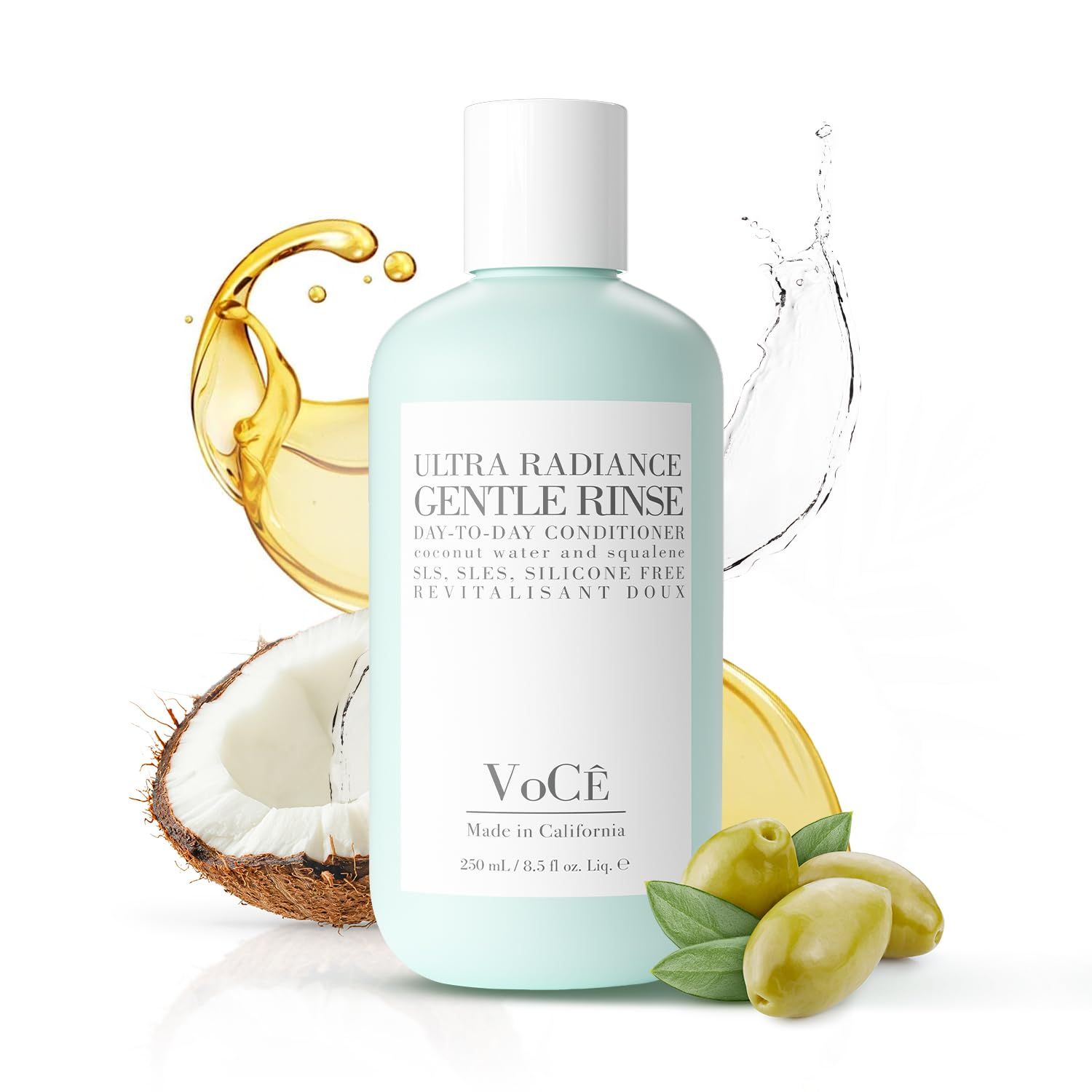 VoC Haircare Gentle Rinse Vegan Cruelty-Free Conditioner Clean Haircare, Color Safe, Paraben and Sulfate Free, Ultra Radiance, Hydrating, Shine Enhancing (8.5 oz 250 ml)
