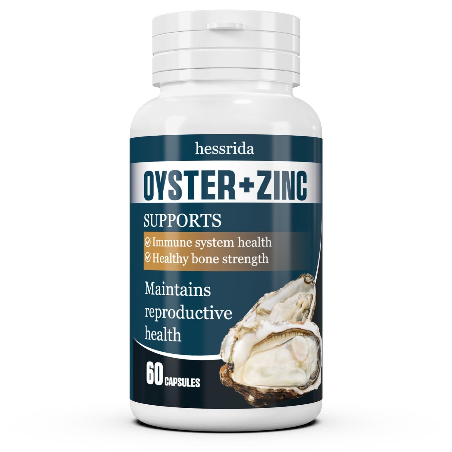 Oysters Extract Capsules with Zinc Powder, Oyster Supplements for Men Women, Natural Secure Oyster Pills, Help Immune System, Reproductive Systems Bone Strength Health, 60 Capsules