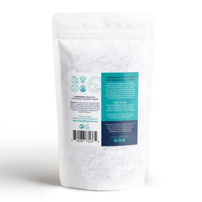 Natural Elephant Dead Sea Magnesium Bath Flakes 8 oz Travel Size (227g) Pure Magnesium Chloride Soak for Body and Foot Ideal for a Soothing Bath Experience Alternative to Epsom Salt