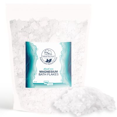 Natural Elephant Dead Sea Magnesium Bath Flakes 8 oz Travel Size (227g) Pure Magnesium Chloride Soak for Body and Foot Ideal for a Soothing Bath Experience Alternative to Epsom Salt