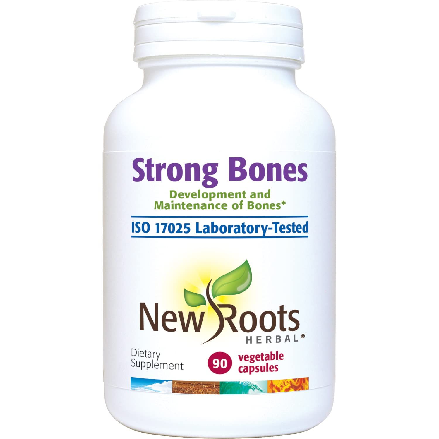 NEW ROOTS HERBAL Strong Bones - Calcium, Magnesium, Vitamin D3, VIT C, bioavailable K2 (MK-7) - GMO, Soy, Gluten Free - Supplement for Bone Health - (90 Veg Caps)