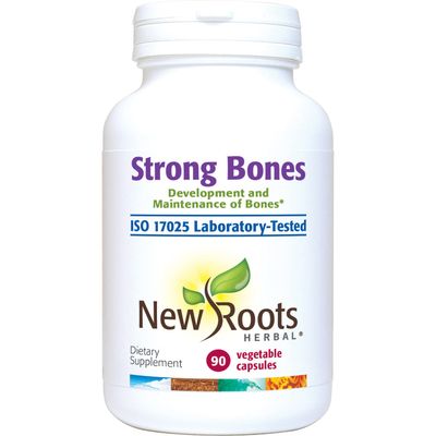NEW ROOTS HERBAL Strong Bones - Calcium, Magnesium, Vitamin D3, VIT C, bioavailable K2 (MK-7) - GMO, Soy, Gluten Free - Supplement for Bone Health - (90 Veg Caps)
