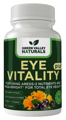 GREEN VALLEY NATURALS Eye Vitality Plus Supplement, with Areds-2 Nutrients, Maquibright, Marigold Flower, Vitamins C E, Zinc, Copper, 60 Capsules (1)