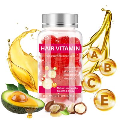 Hotiary Hair Vitamins Capsules Hair Serum for Frizzy and Damaged Hair, Hair Oil with Moroccan Macadamia Avocado Oil for Men Women, Leave in Conditioner, 40 pcs (Moroccan Macadamia Avocado Oil)