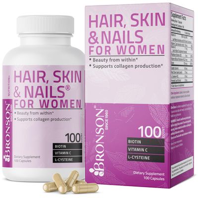 Bronson Hair, Skin Nails with Biotin Extra Strength Vitamin Supplement for Women, 100 Capsules