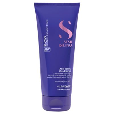 Alfaparf Milano Semi di Lino Blonde Anti-Yellow Hair Conditioner - Purple Conditioner for Blonde, Silver or Brassy Hair - Neutralizes Yellow Tones Enhances Hydration - Vegan Hair Care (6.76oz)