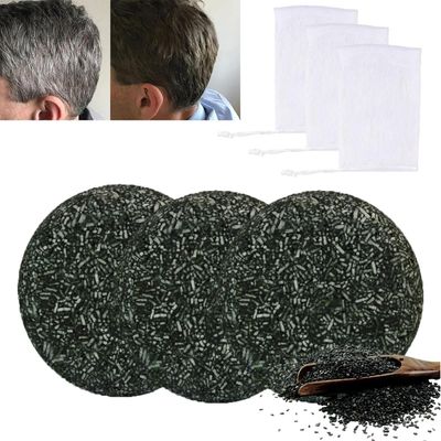 3Pcs Gray Hair Reverse Bar, Mane Grey White Hair Reverse Bar, Natural Darkening Shampoo Soap for Hair Hydrating Moisturizing, Black Soap for Gray Hair Beard