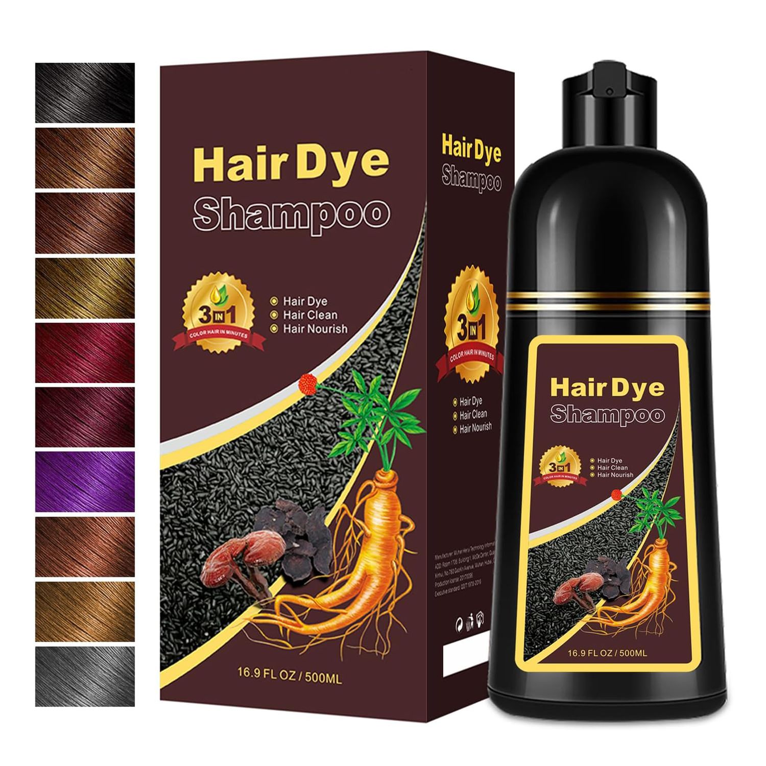 Hair Dye Shampoo Silver Gray, 3 in 1 Long-Lasting Hair Color Shampoo with Herbal Ingredients, Instant Magic Hair Dye, Easy Application Shampoo Para Canas for Women Men 16.9 Fl Oz