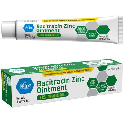 MED PRIDE Bacitracin Zinc Ointment Essential Antibiotic First-Aid Supplies for Home Relief for Chaffing, Diaper Rash, Dermatitis, Eczema, ItchyDry Skin 1 Oz Tube