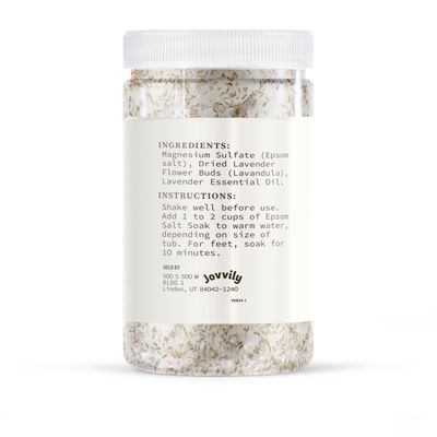 Jovvily Epsom Salt Soak with Lavender Buds Lavender Essential Oil - 2 lb - Always Pure - Magnesium Sulfate Soaking Solution
