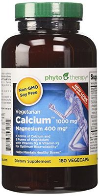 Phyto-Therapy Vegetarian Calcium with Magnesium Capsules, 180 Count