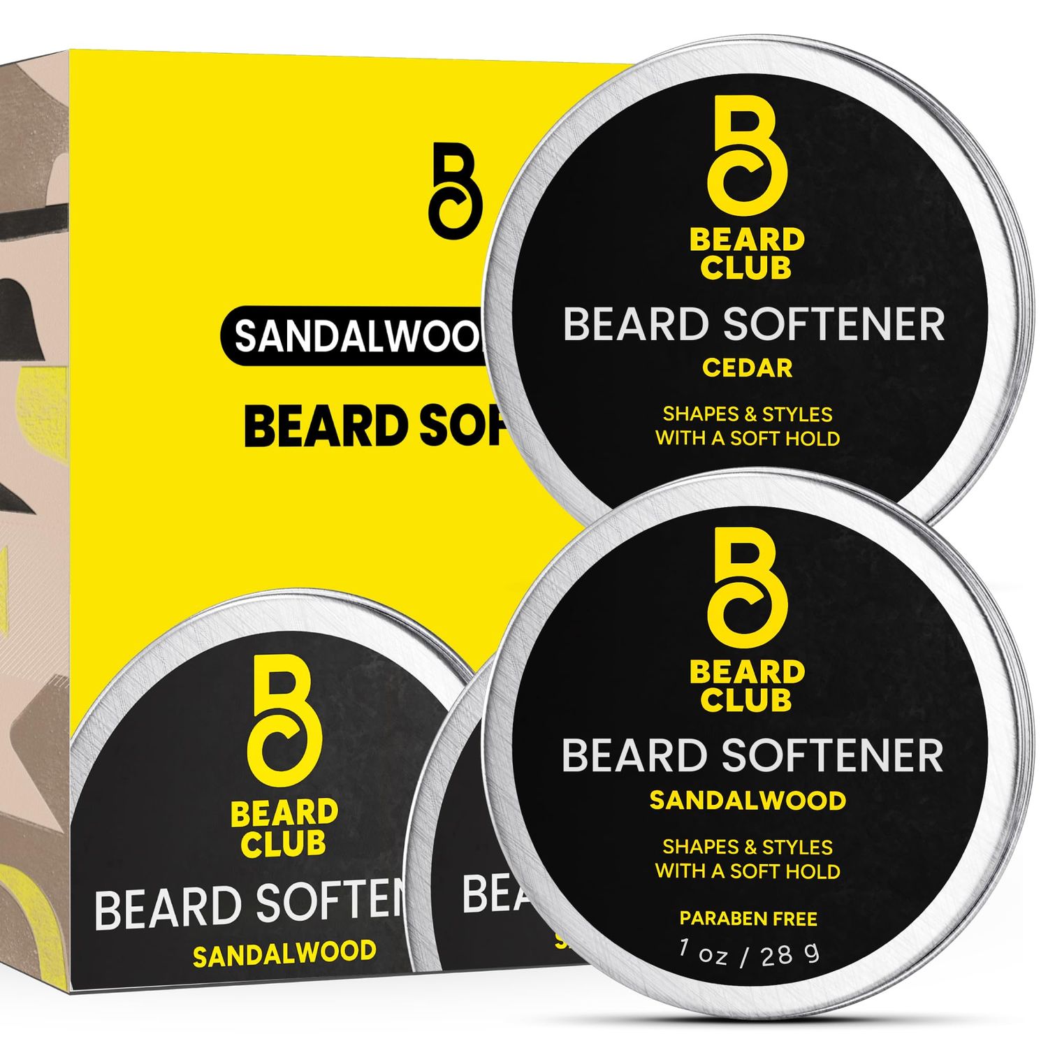 The Beard Club Cedar Sandalwood Beard Balm - Leave-In Conditioner and Styling Wax for Beard Softening and Moisturizing - 2oz