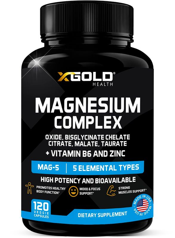 Magnesium 500mg - 7 in 1 Magnesium Oxide, Bisglycinate Chelate,Citrate, Malate Taurate Vitamin B6 Zinc Bones, Muscle, Energy,Immune System High Absorption - Vegan- Non-GMO 120Caps