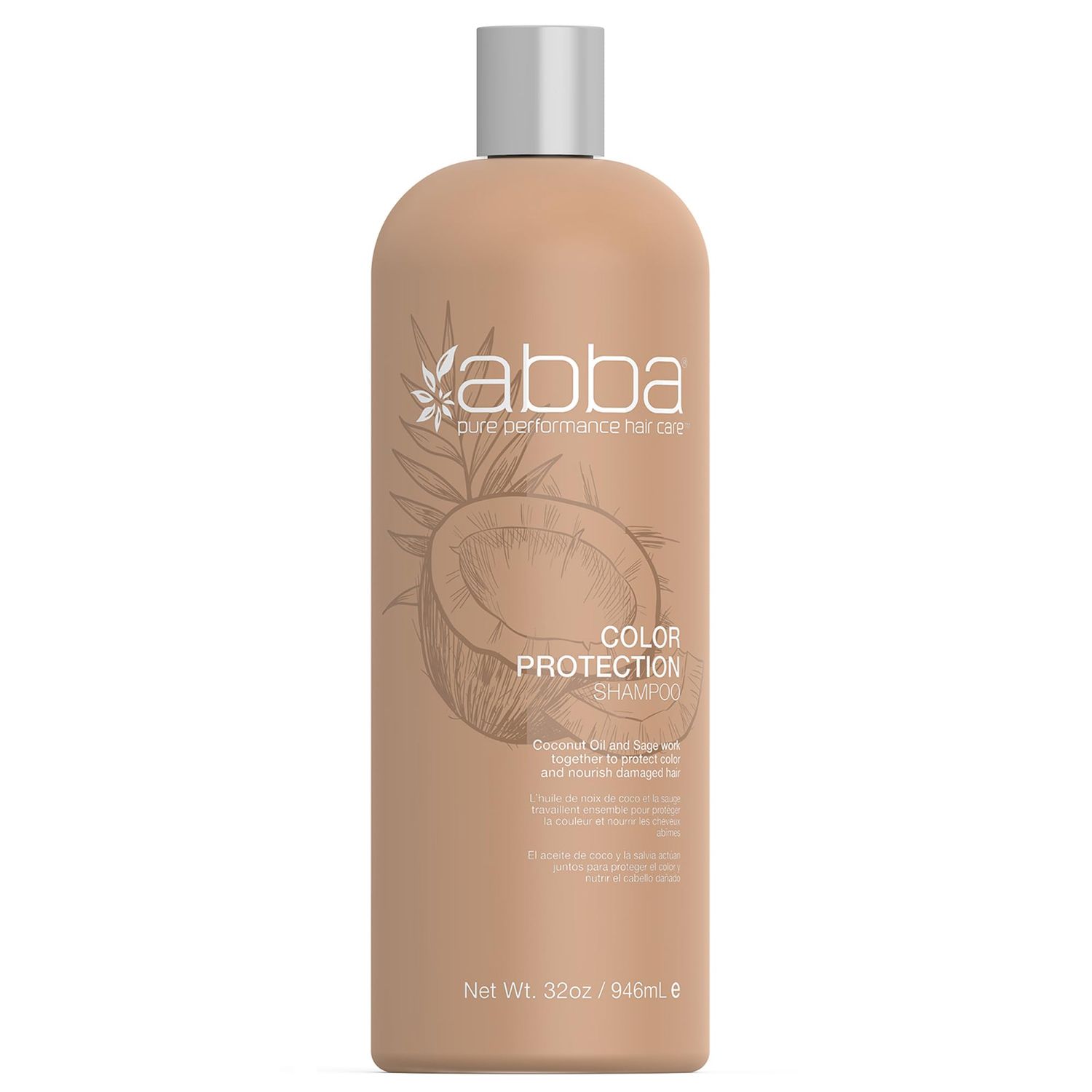 ABBA Color Protection Shampoo, Coconut Oil Sage, 32 Fl Oz