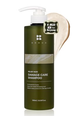 BRMUD Relief Mud Clay Damaged Care Shampoo Gentle Damaged Hair Repair Shampoo for Breakage Thinning Hair w 16 Different Plant Oils Hair Strengthening Shampoo for Men Women (16.9 fl oz)