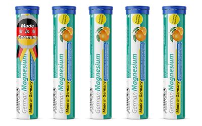 German Magnesium Oxide Supplement Effervescent Tablets Orange Flavor - 200 mg Magnesium per Serving Sugar Free, Vegan - TD Pharma - Made in Germany